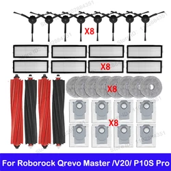 Fit For Roborock Qrevo Master, Qrevo Slim, V20, P10S Pro Parts Main Roller Side Brush Cover Filter Mop Cloth Bracket Dust Bag
