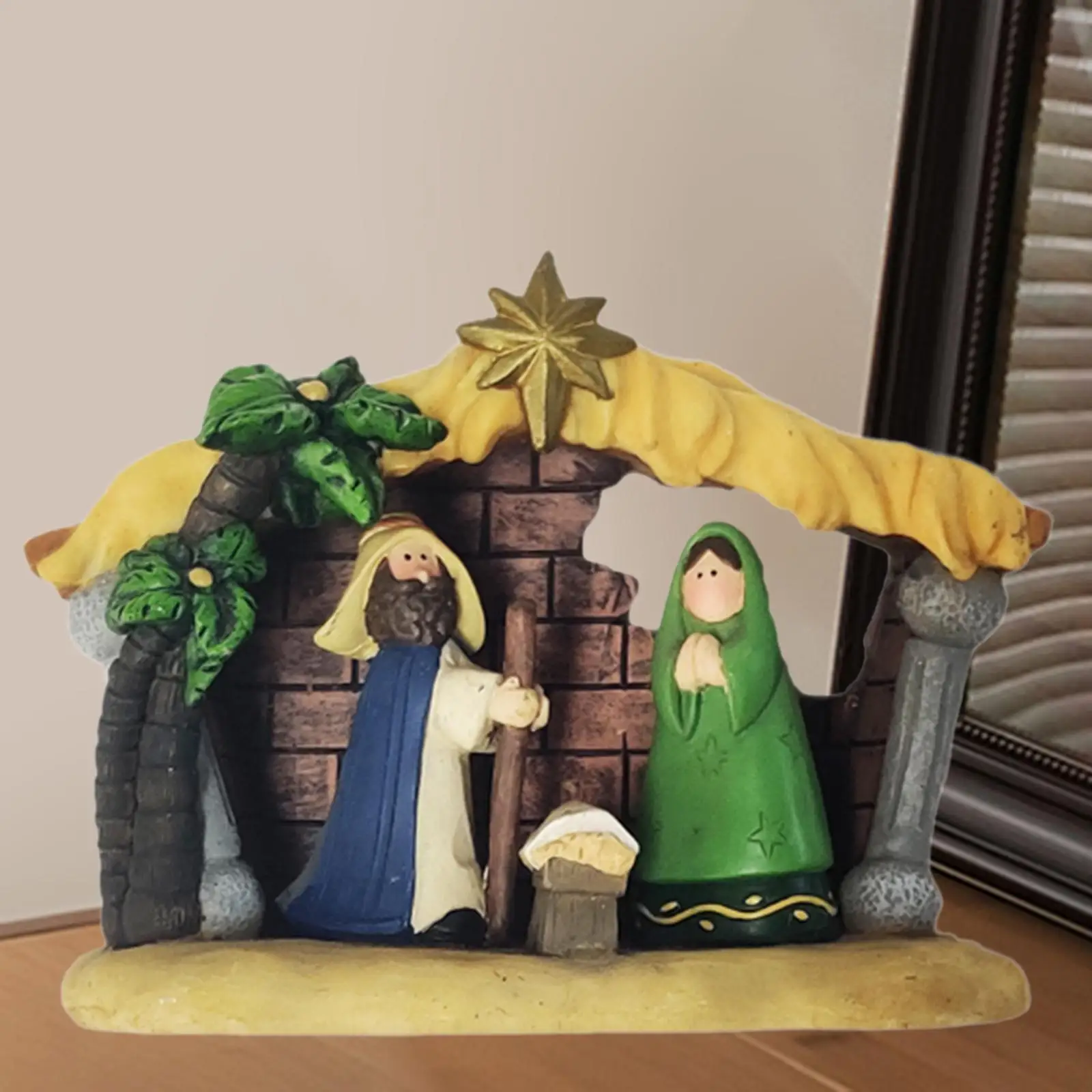 Christmas Nativity Scene Figurine Christmas Tabletop Statue Easy to Use Resin