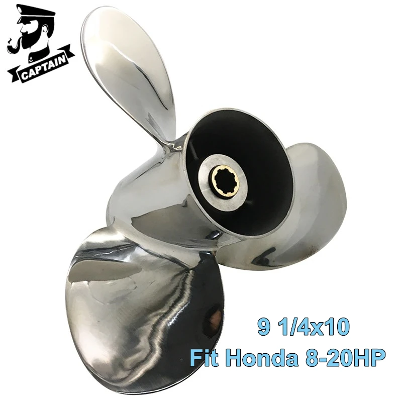 

Captain Stainless Steel Propeller 9 1/4X10 Fit Honda Outboard BF8D BF9.9 BF15A BF20D 8 Splines RH 3 Blades винт лодочного мотора