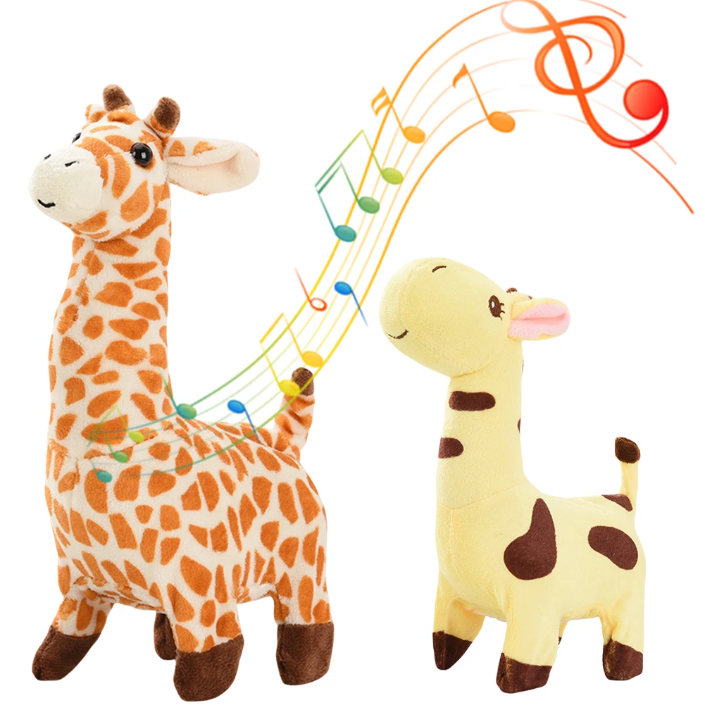 

Musical Stuffed Giraffe with Sounds and Movements Shaking Tail Animated Toy Musical Toy Plush Buddy for Kids Toddlers Boys Girls