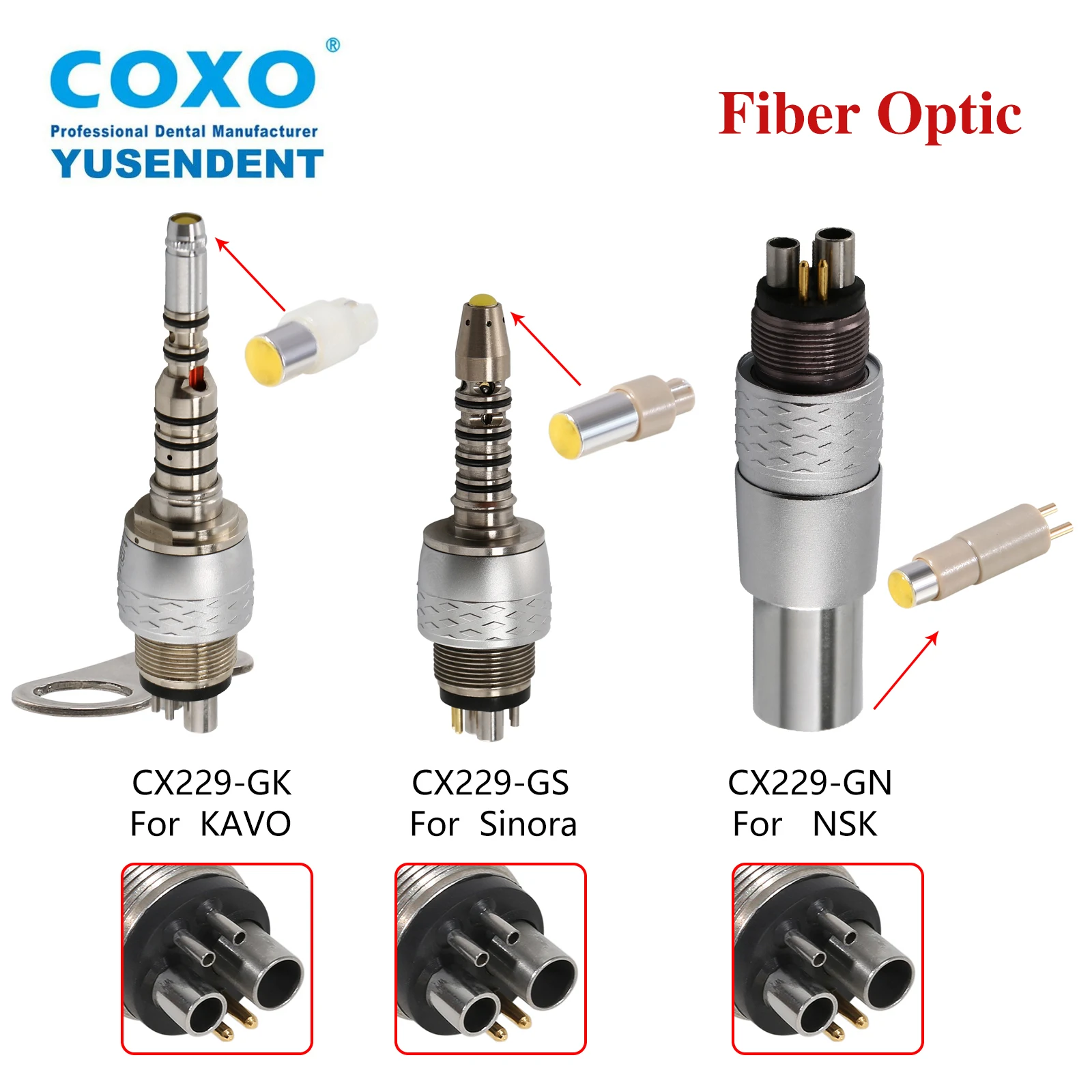 COXO Dental Quick Coupling 6 Hole Fits For KAVO/NSK/Sirona LED Fiber Optic Handpiece