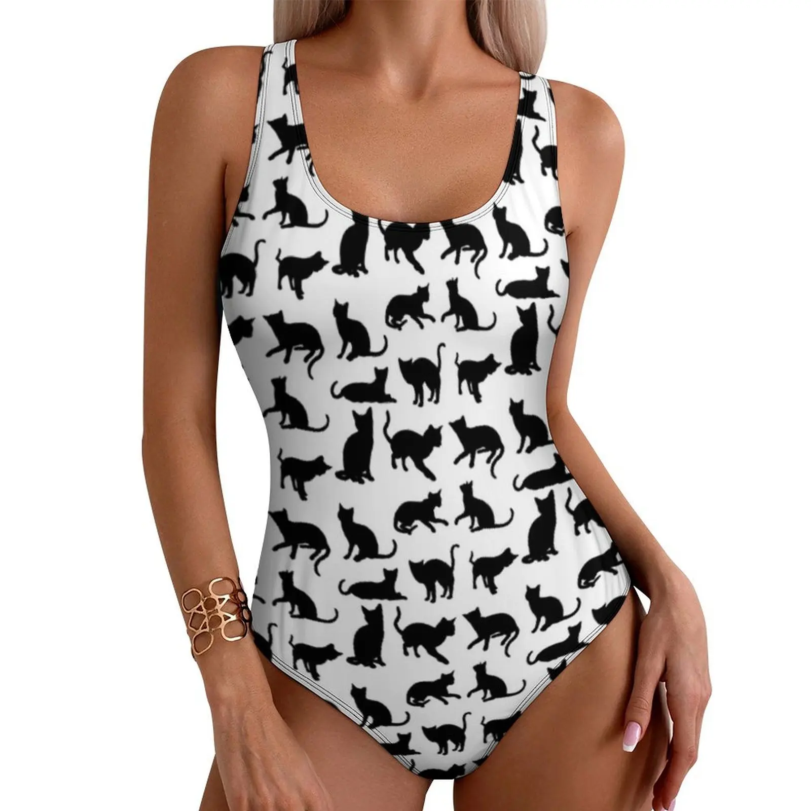 

Funny Cat Swimsuit Colorful Cats Pop Art Swimwear One-Piece Fitness Bodysuit Cut Out Bathing Suits Ladies Push Up Sexy Beachwear