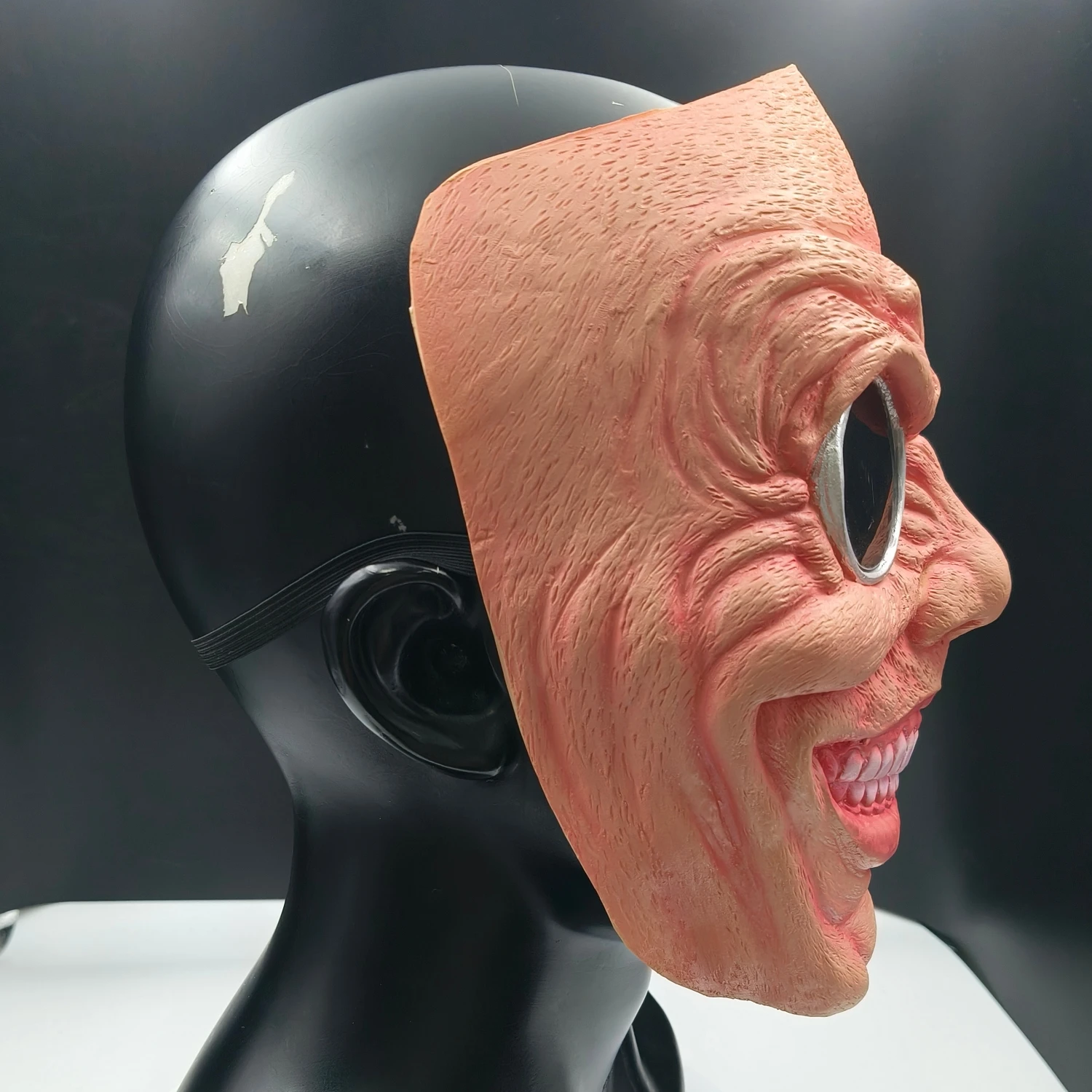 Großäugige Dämonen-Latexmaske mit Bösartigem Lächeln Gruseliges Monster Halloween Cosplay Party Spukhaus Kostüm-Requisite für Erwachsene – Detail 7