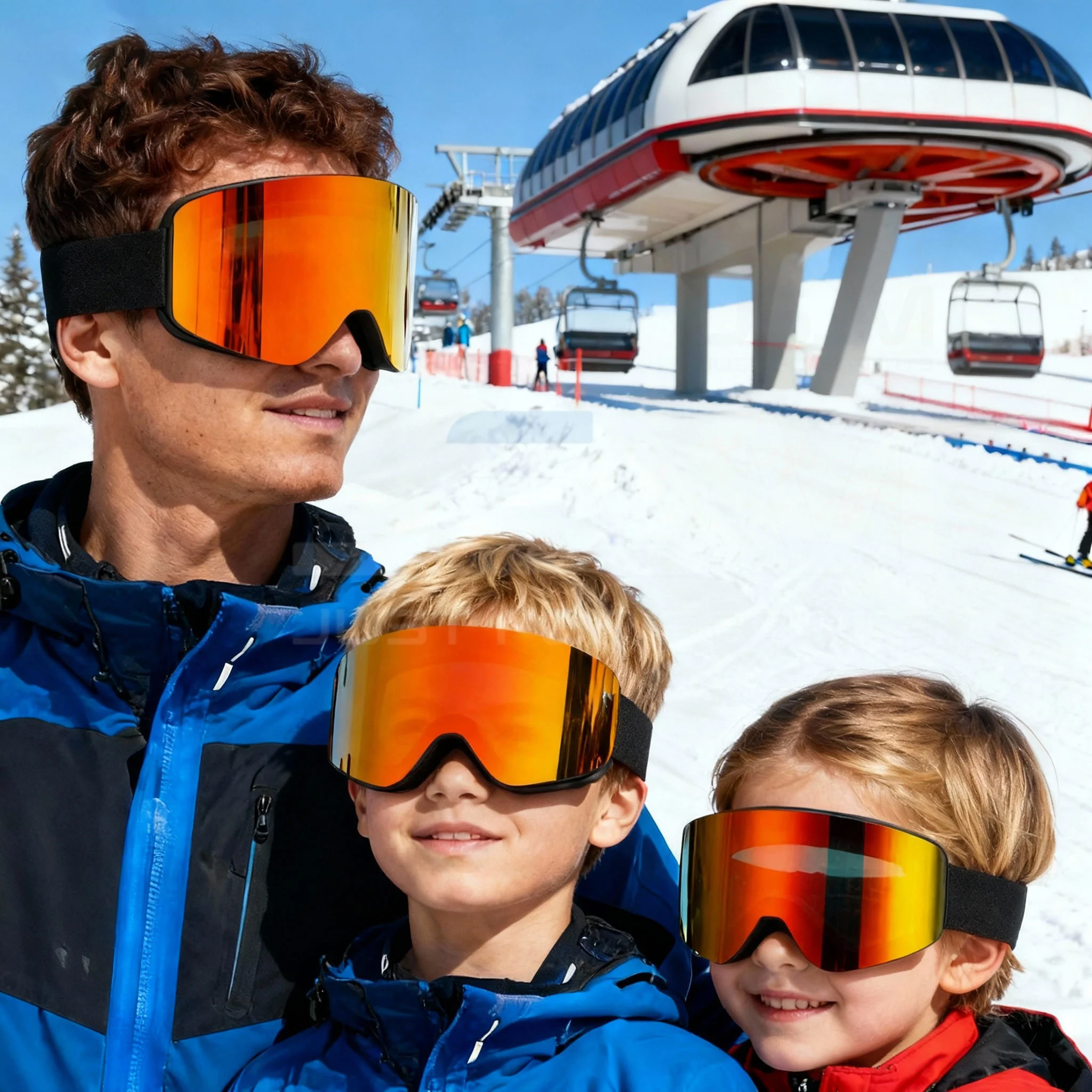 

New Adults +Kids Professional Anti-Fog Ski Goggles Snowboard Goggles UV400 Double Layers Skiing Glasses XMAS New Year Gifts