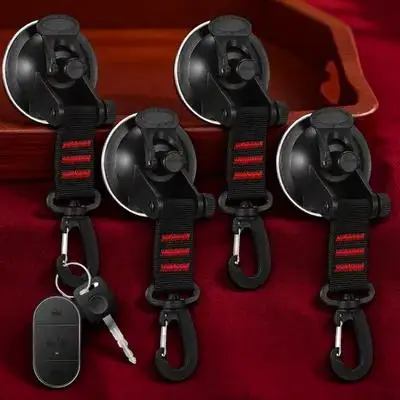 4Pcs Heavy Duty Strong Suction Cup Hooks Rotating Secure Nylon Straps Car Awning Camping Tie Down Tarp Accessories