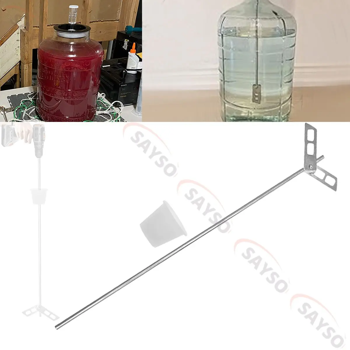 Wine Beer Degassing Stirrer for Wine Making 17.5” Stainless Steel 316 Drill Mixer Rod Attachment Wand W/Paddles |   Winemaking,