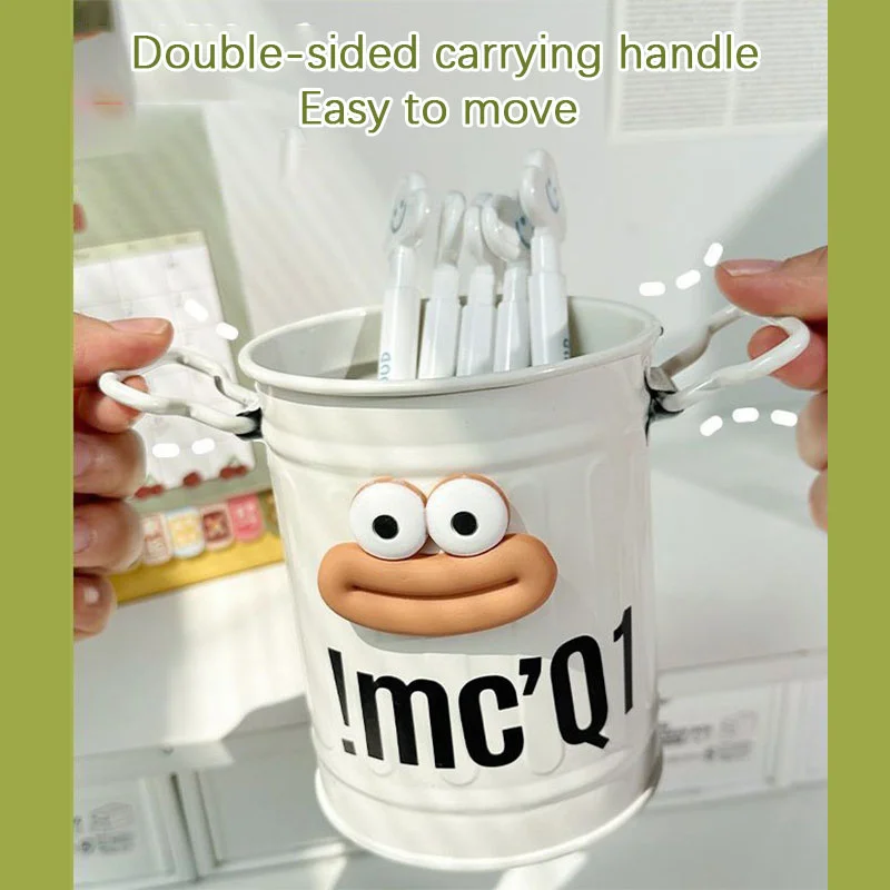 Imagem -03 - Iron Pen Container Pen Holder Student Desktop Iron Bucket Office Cylinder Grande Mouth