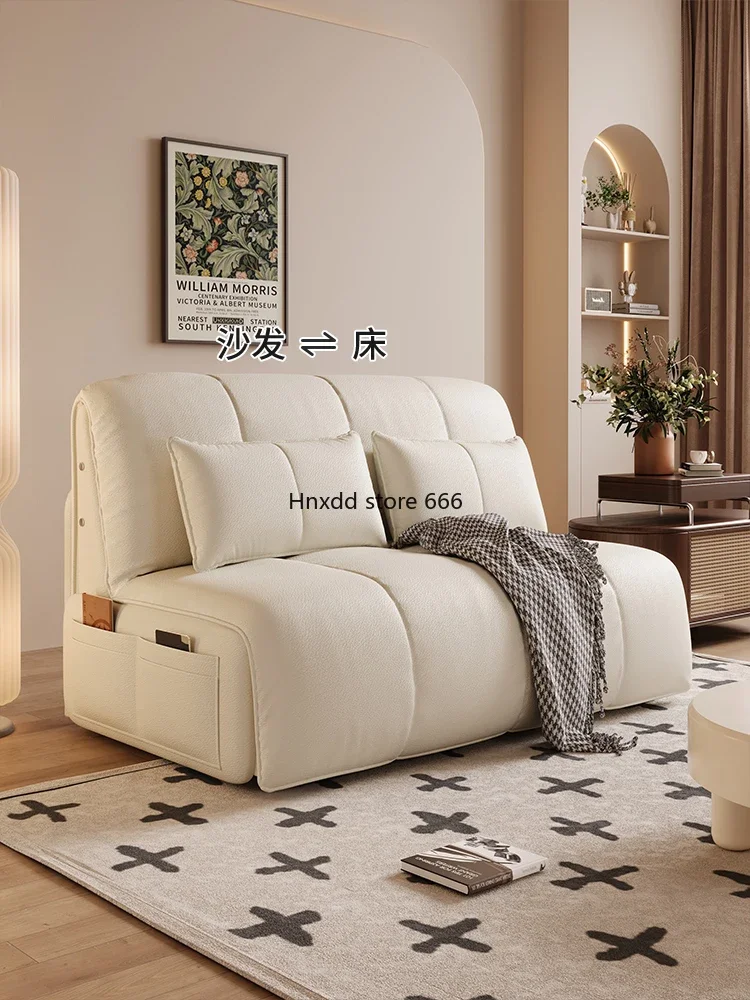 Cream wind small apartment study foldable single double living room sofa