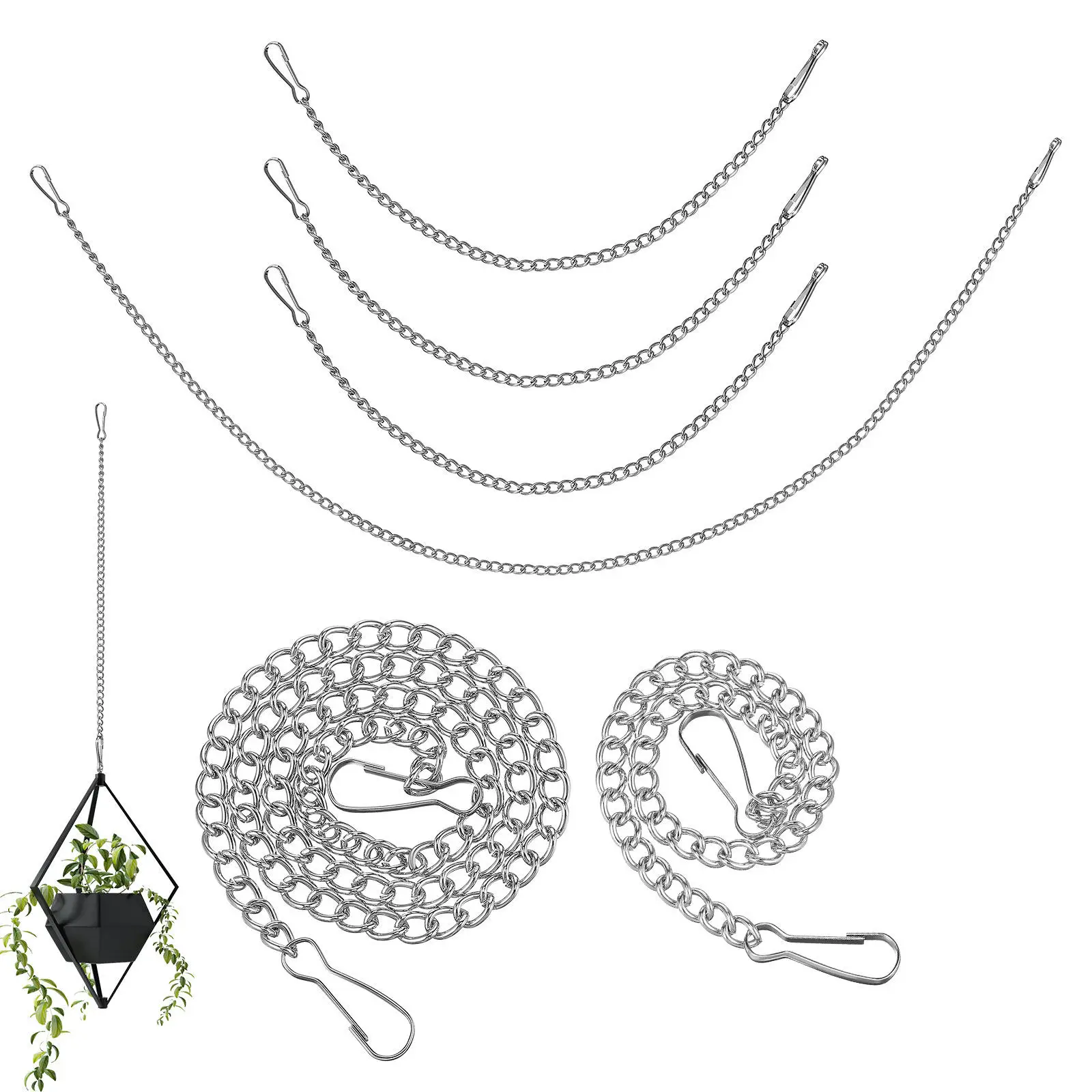 Heavy Duty Hanging Chains 6 Pack with Clasps Metal Hooks for Pictures Planters Signs and Home Decor 25cm 50cm