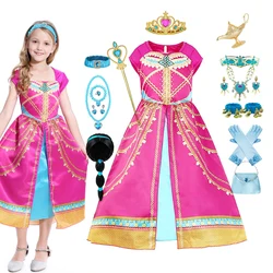 Jasmine Costume for Girls Arabian Dress Magic Lamp Kids Princess Dress Birthday Party Christmas Fancy Carnival Clothing Vestidos