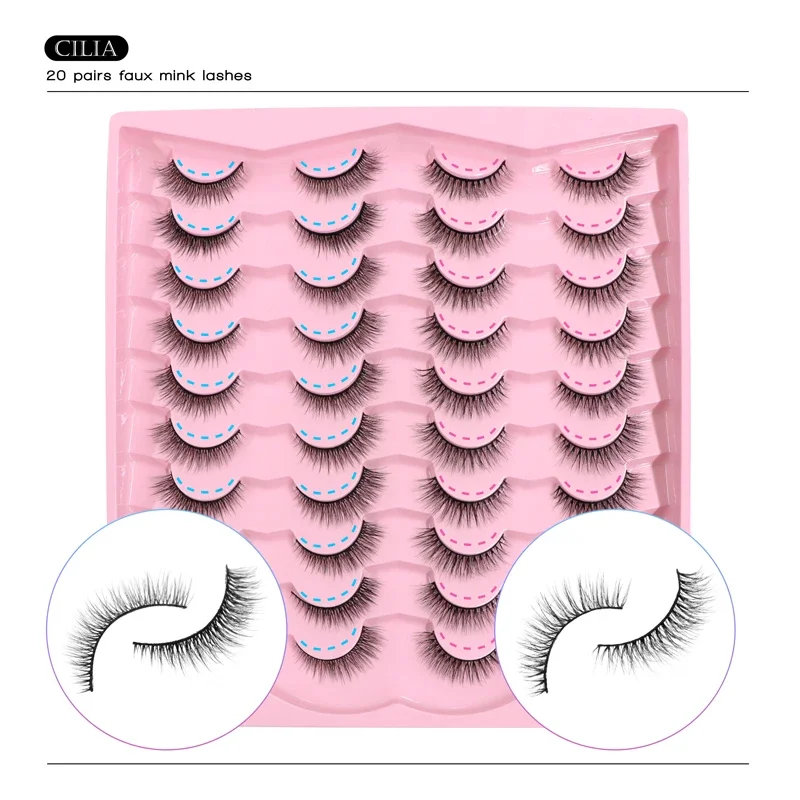 VIPUDA End Winged Natural 6/5/20pairs Wispy False Eyelashes Cils Magnetique Lash Supplies High Quality Professional Makeup Femme