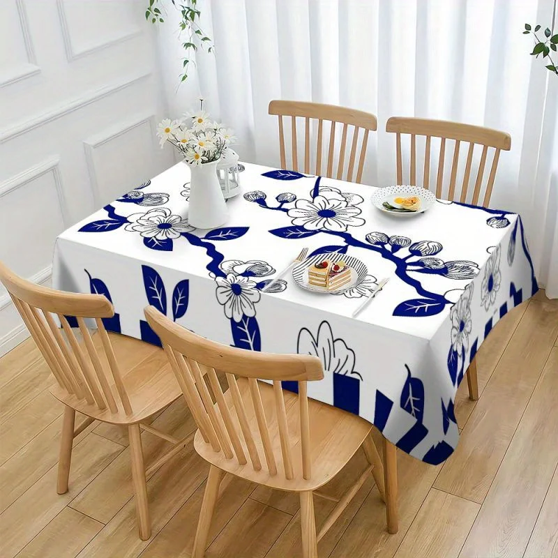 + 1pc Polyester tablecloth, floral pattern tablecloth, symmetrical pattern tablecloth, yzb