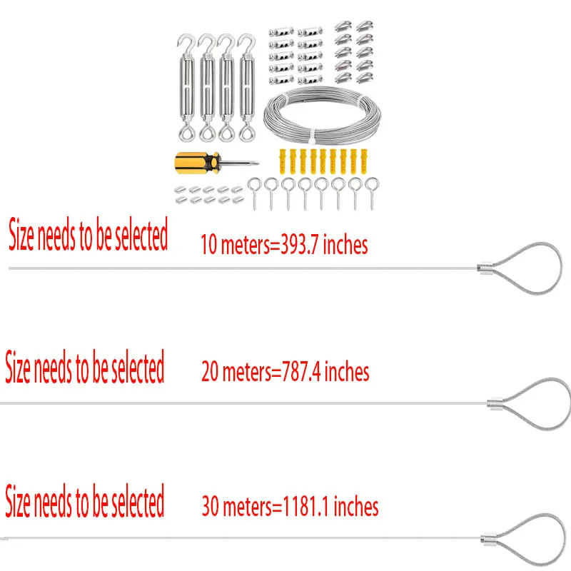 PVC wrapped steel flexible wire suspension rope, transparent stainless steel clothes drying rope, 10 meters, 20 meters, 30