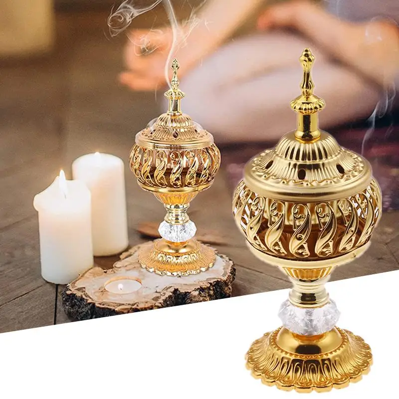 Incense Burner Holder Metal Censer Cone Arabian Stick Frankincense Vintage Coil Ash Catcher Iron Aromatherapy Fragrance