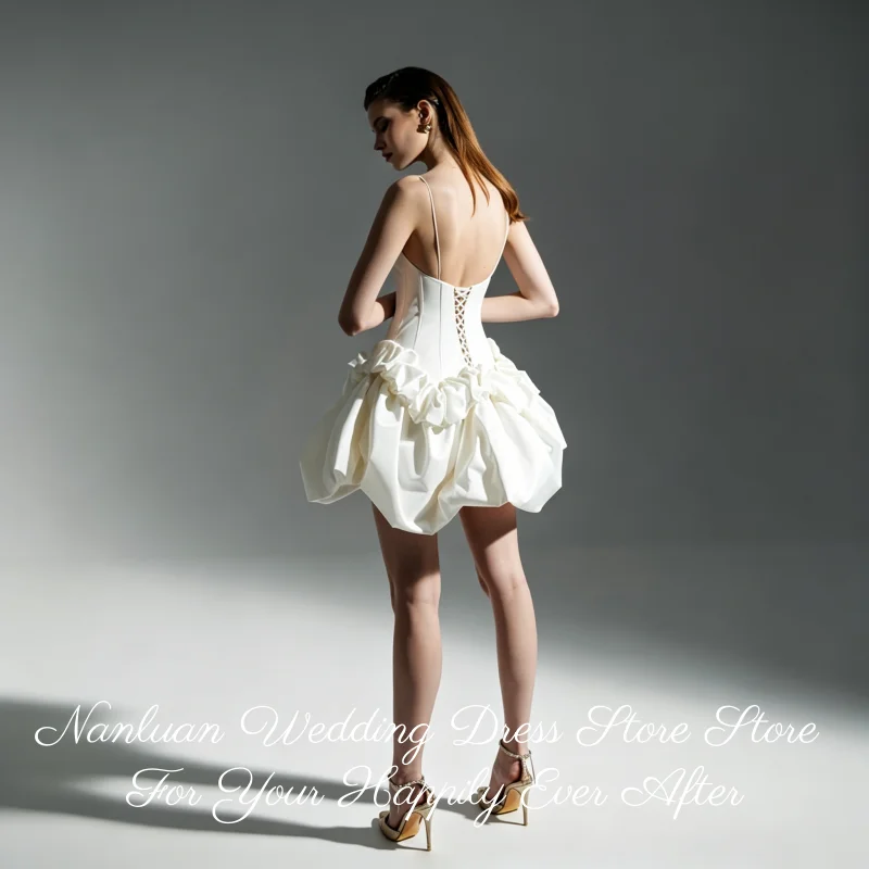 Corset Short Satin Bridal Gown With Ruffle Bubble Skirt Vestidos de Novia Customized