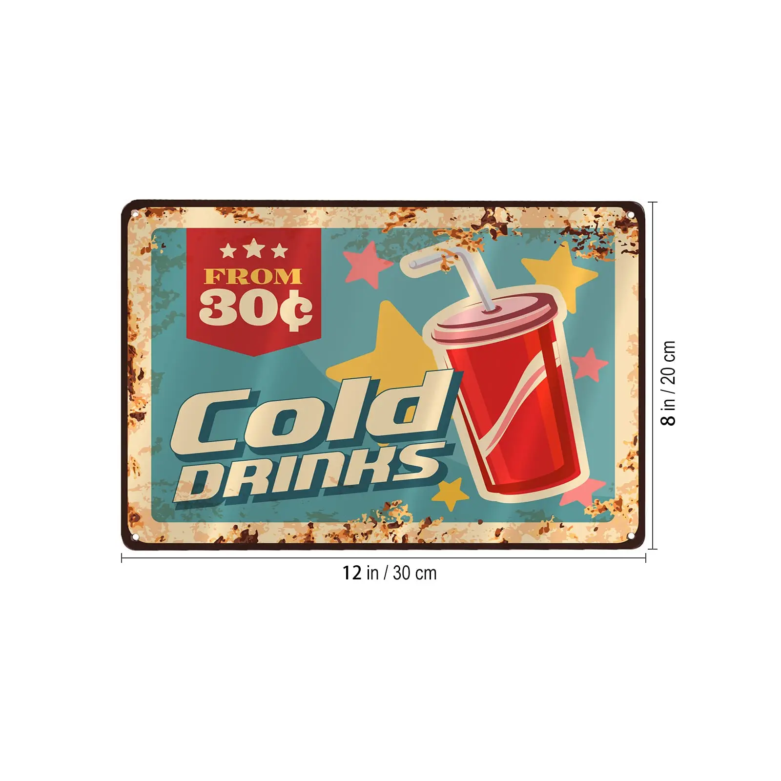 Lesiker Soda Drinks Tin Sign, Cold Drinks Metal Bar Pub Poster 12