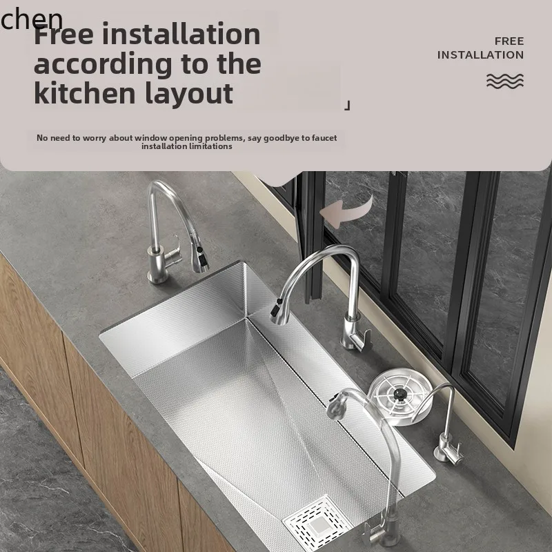 a3 Kitchen Sink Embedded Undercounter Basin Large Single Slot Widened Thickened 304 Stainless Steel Vegetable