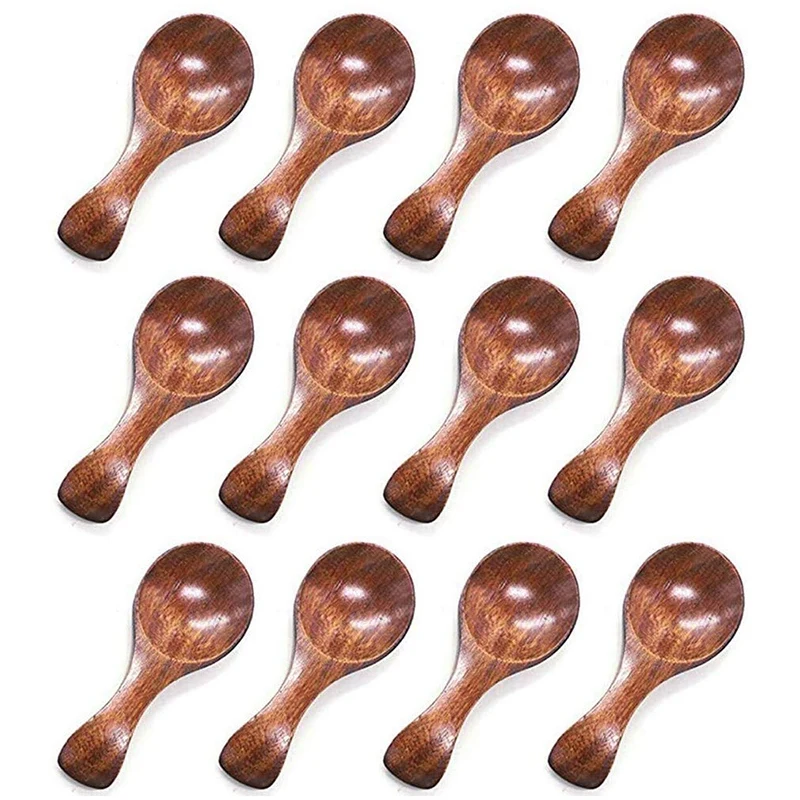 

Small Wooden Spoon, 10PCS Ice Cream Salt Spoons Honey Coffee Tea Sugar Salt Jam Mustard Spoons Round Spoon