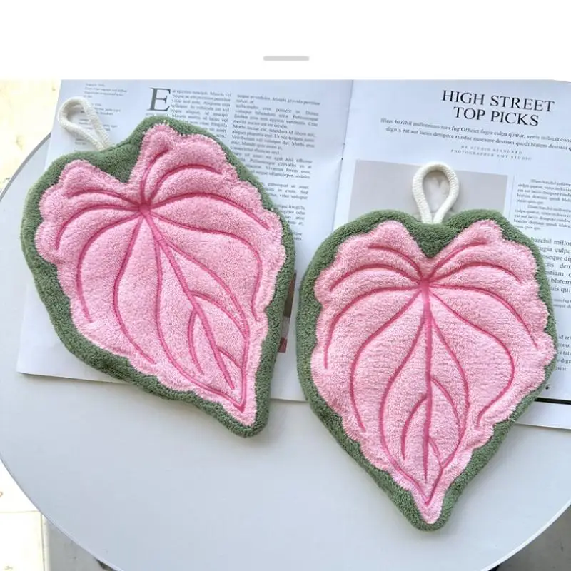 Soft Double-layer Leaf Style Hand Towel Thickened Absorbent Hanging Hand Cloth Speed Dry Handkerchief Rag