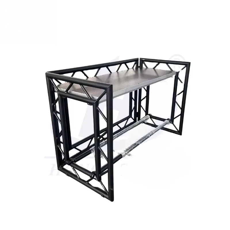 2026-High Quality Collapsible and Height-Adjustable Aluminum DJ Booth Stage Assemble Headliner Mobile DJ Table for Nightclubs