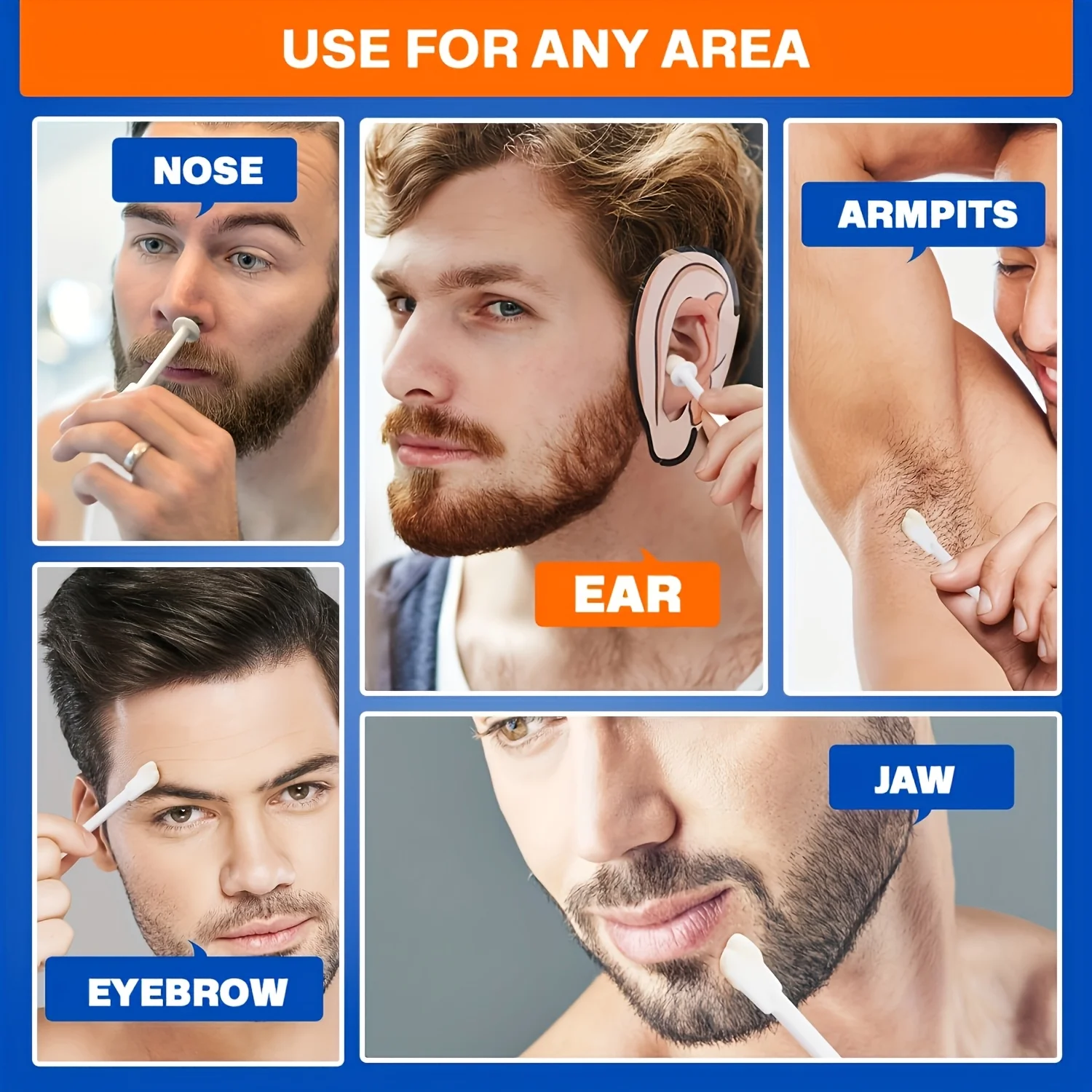 Complete Nose Ear Hair Removal Kit,100g Pre Wax Cup,30 Sticks & 5 Protective Patches,Mild DIY Wax for Home Use