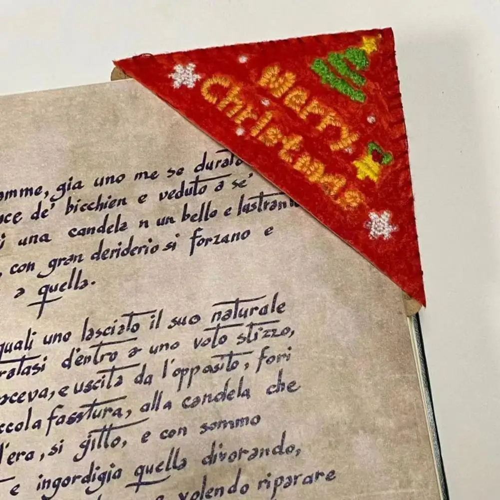 Trójkątna strona narożna zakładki bożonarodzeniowe zakładki ręcznie haft narożnik bożonarodzeniowy prezent dla nauczycieli uczniów