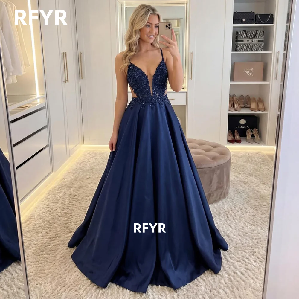 RFYR Straps Evening Dress A Line Prom Dress Lace Party Dress for Women Formal Princess Gala Dress رسمية Customized image 5