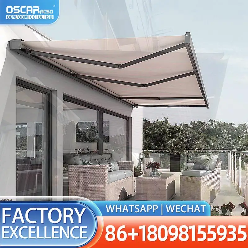 High Quality Electric Retractable Waterproof Awning Aluminum Fabric Folding Balcony Rain Canopy for Shop in Europe Retractable A