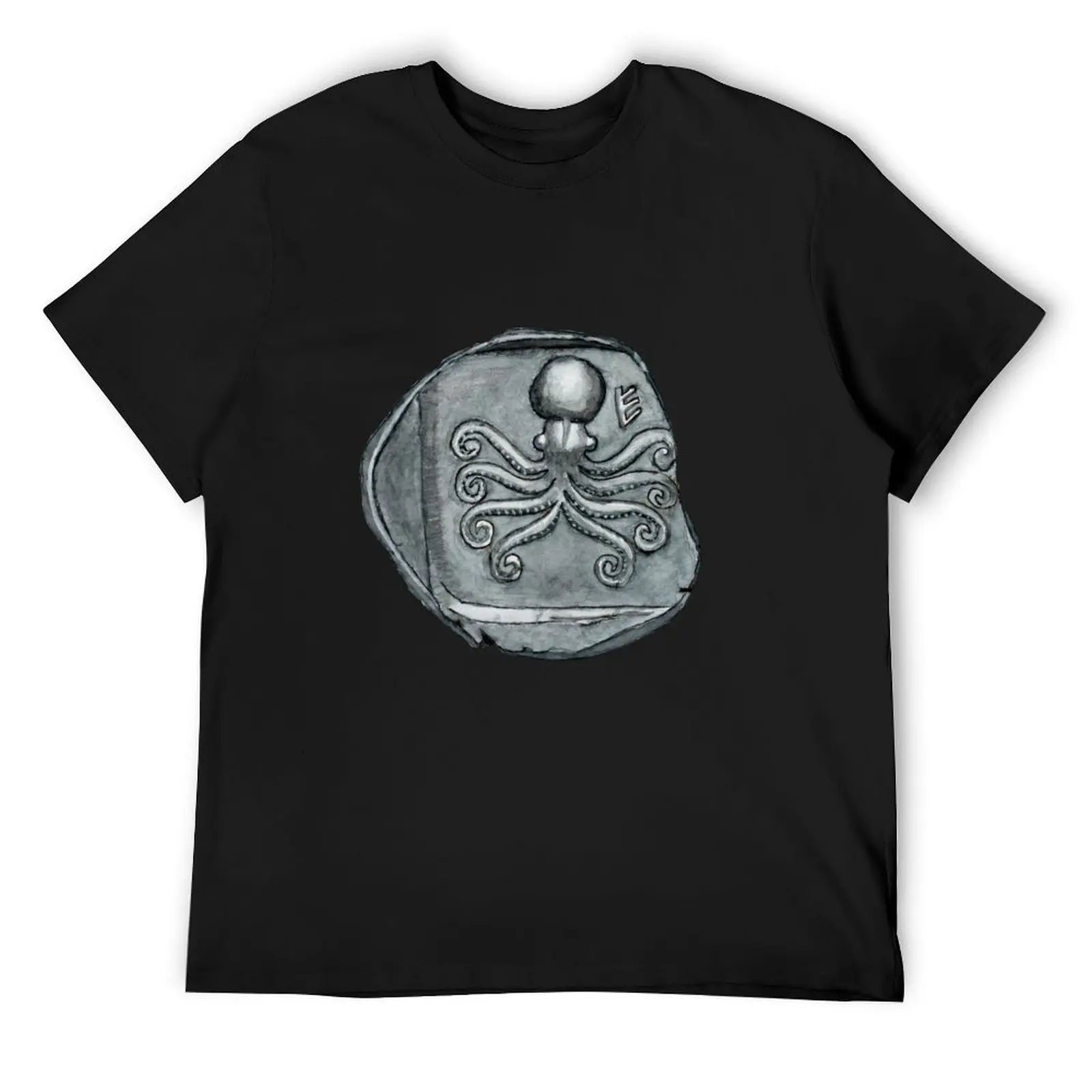 

Eretria Octopus Coin Original Watercolor T-Shirt heavyweights summer top blanks for a boy luxury clothes men