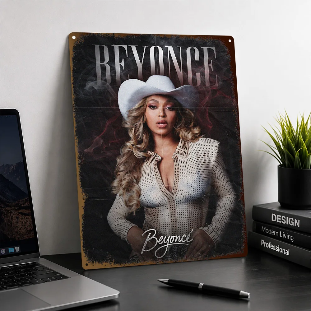 Beyoncé Cowboy Country Music Printed Poster Customized Metal Sign Americana Vocal Design Wall Art Enhances Entertainment Space