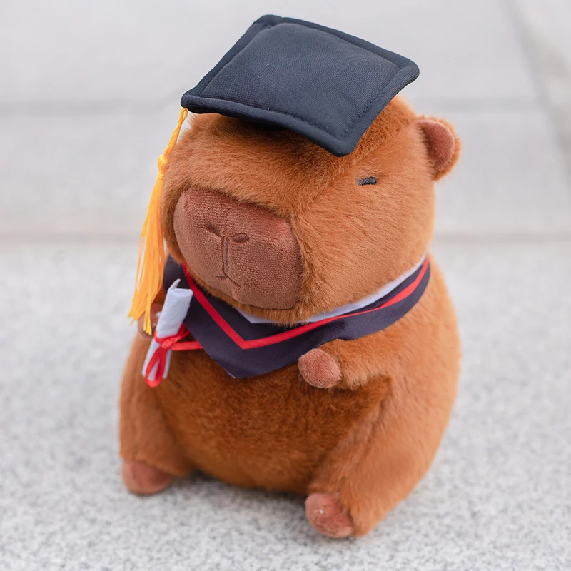 2025 New Cartoon Graduation Capybara Plush Doll Animal Stuffed Doctoral Cap Graduation Plush Toy Commemorative Gift For Students