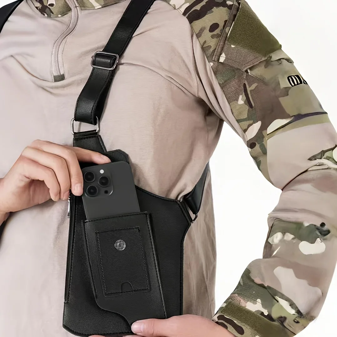 Herren-Retro-Umhängetasche, multifunktionale, leichte Schultertasche, Outdoor-Handytasche, geeignet zum Radfahren und Wandern. – Detail 7