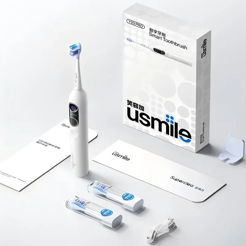 فرشاة أسنان كهربائية UsmileY20 PRO مع تخميد اهتزاز موجة الصوت، شاشة عرض ذكية، تذكير صوتي لتوصيل العظام
