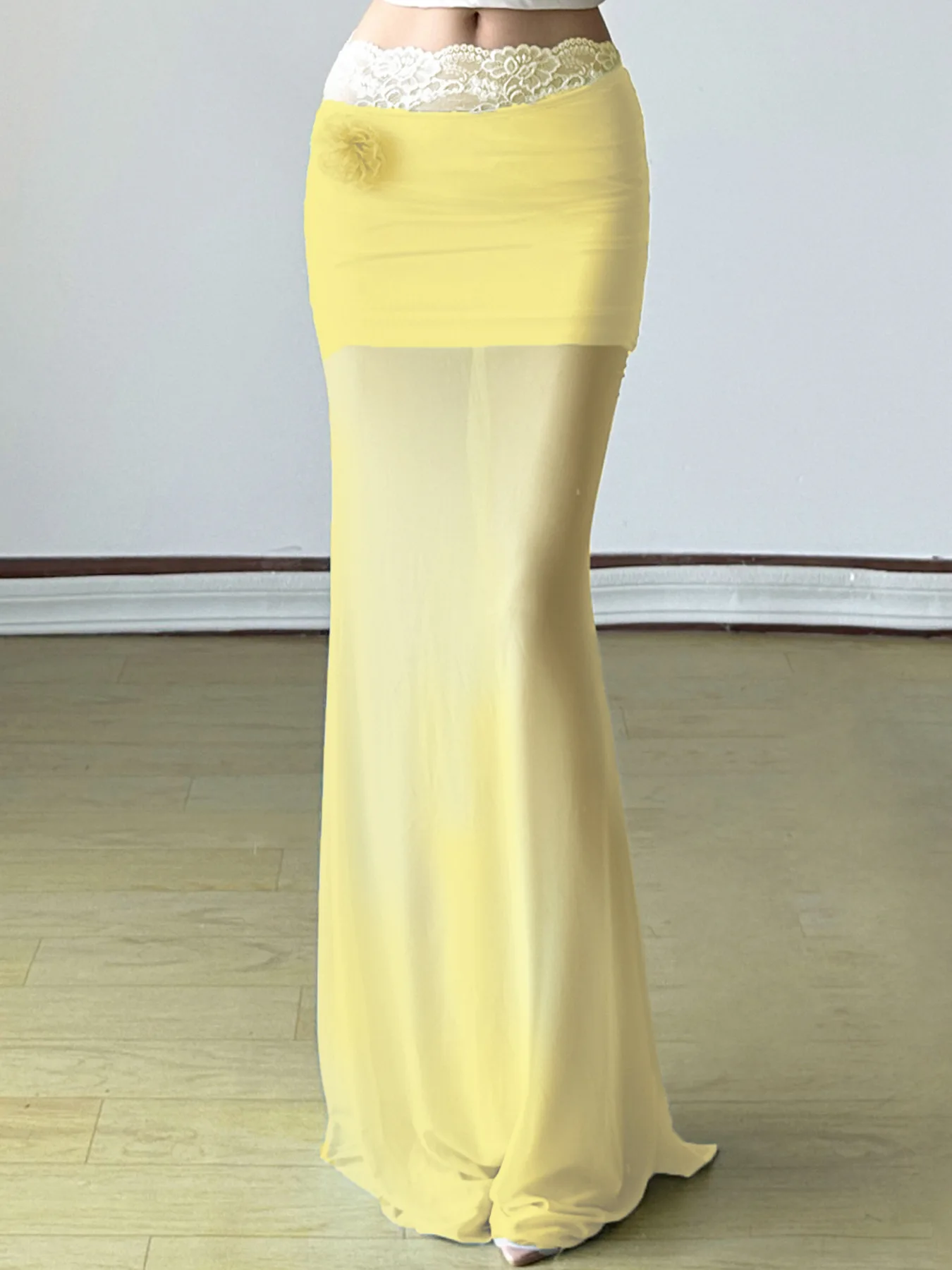 

women blue transparent party long dress blue skirt lace lace up long skirts female cute kwaii oufits y2k