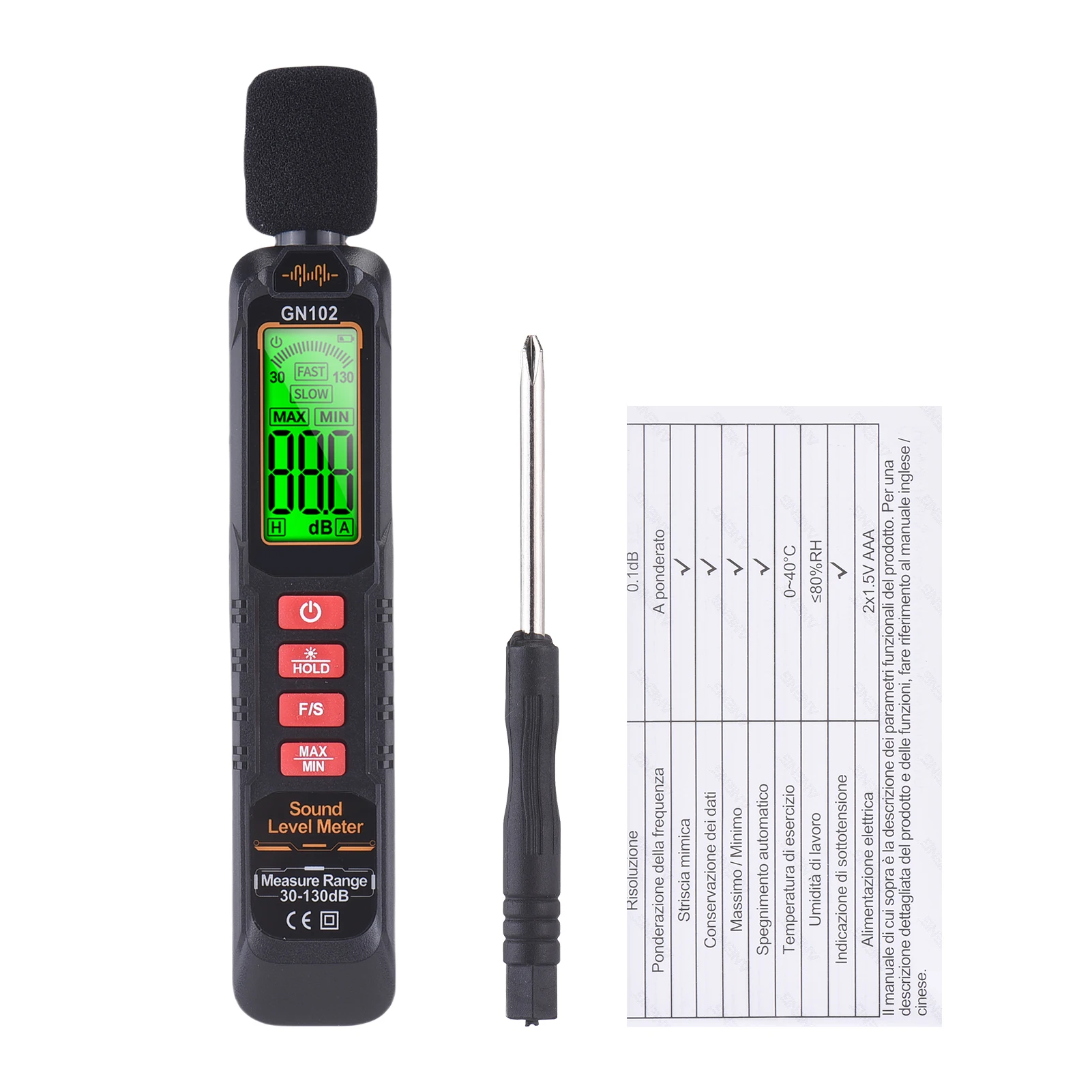 Digital Decibel Meter Sound Level Meter 30-130dB Noise Tester with LCD Screen Data Hold Auto Power Off Portable Sound Meter