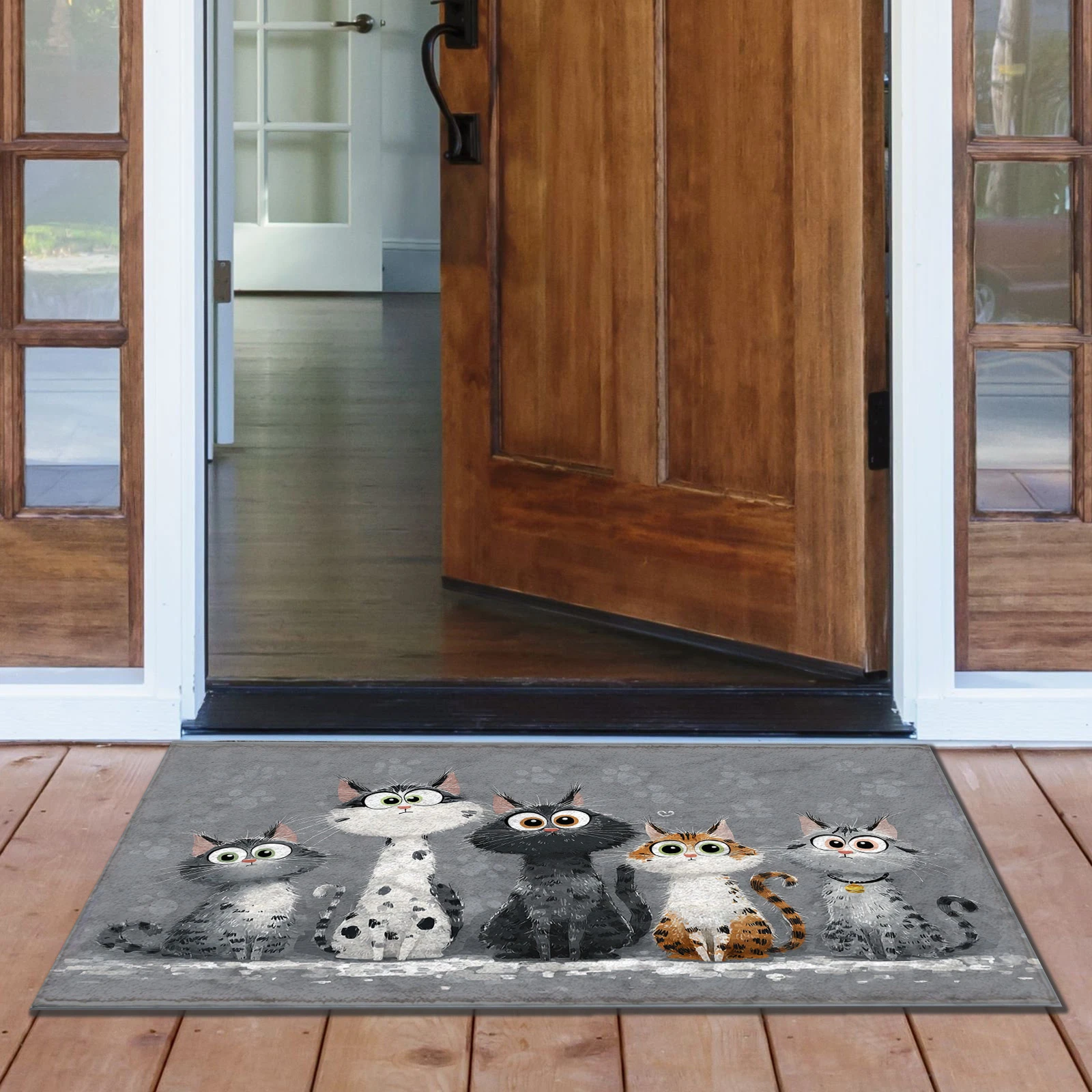 VIKAMA Industrial Style Door Mat Non Slip Washable Floor Rug for Loft Apartment Entryway Hallway Living Room Decor