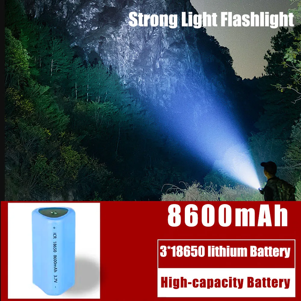 High power rechargeable LED flashlight strong light Long-range ultra bright emergency light outdoor tactical torch work light