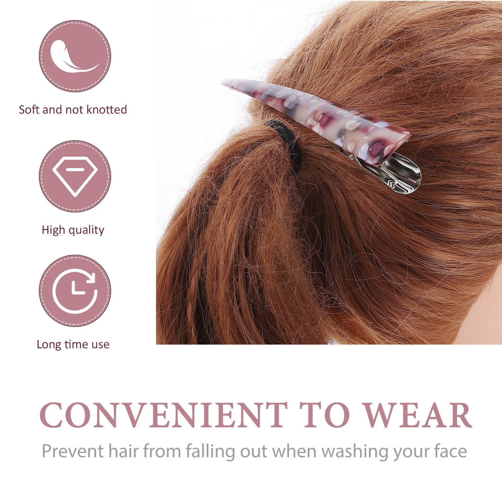 

6Pcs Chic Acrylic Hairpins Elegant Alligator Clip Women Headdress Fashion Accessory Retro Design Daily Wear Gift