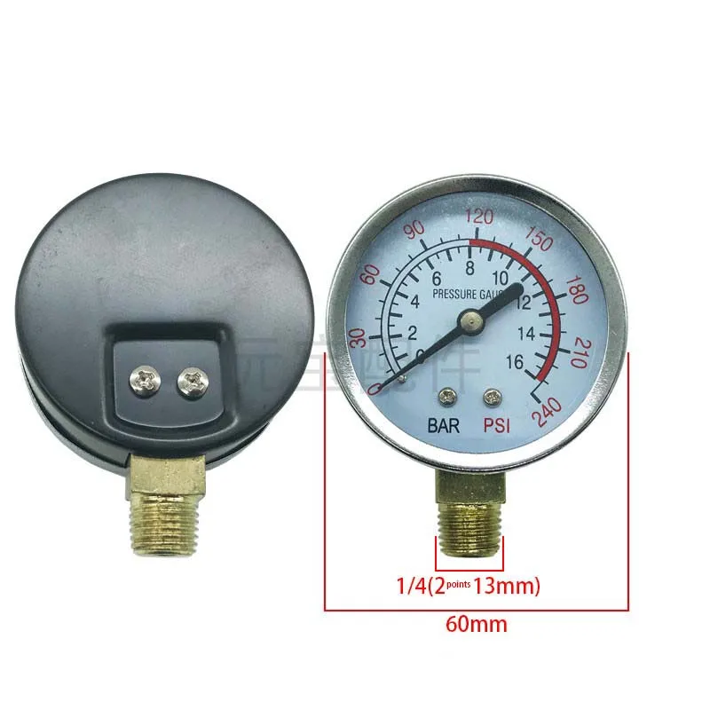 Air Compressor Pressure Gauge Air Pump Accessory Axial Precision Pressure Gauge Y40Y50Y60 Metal Housing Shockproof Waterproof