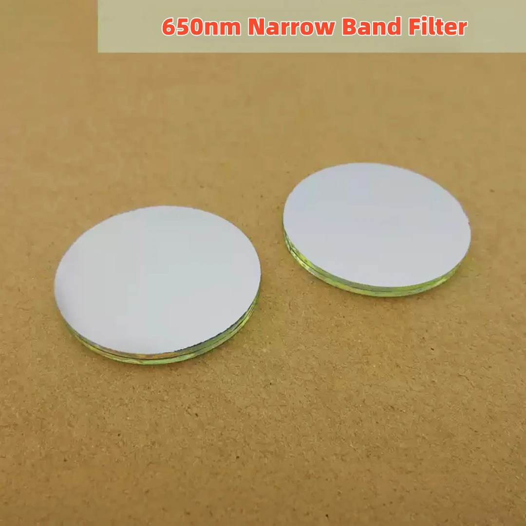 650nm Center Wavelength Narrow Bandpass Filter 20nm FWHM Visible Red Light Filter for Industrial Detection Optical Instruments