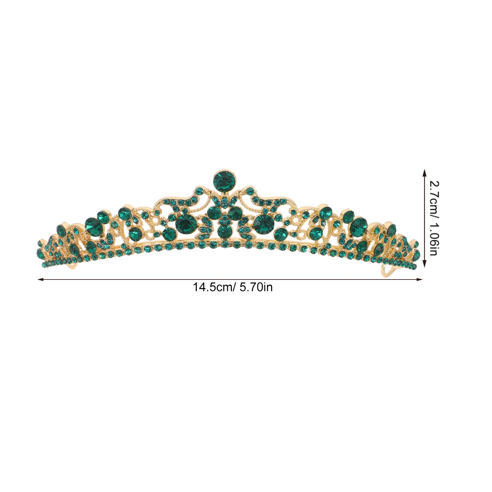 Bridal Rhinestone Headband Green Crown Headpiece Sparkly Alloy Wedding Headband Women Formal Bridal Hair Accessories