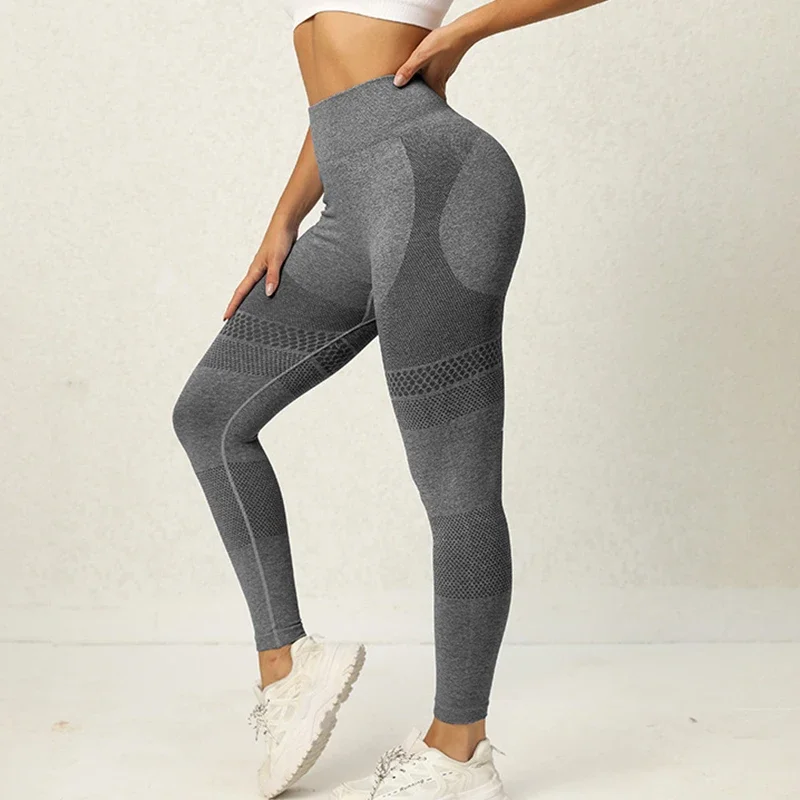 Leggings sem costura para mulheres, leggings de cintura alta, push up, sexy, magro, sem costura