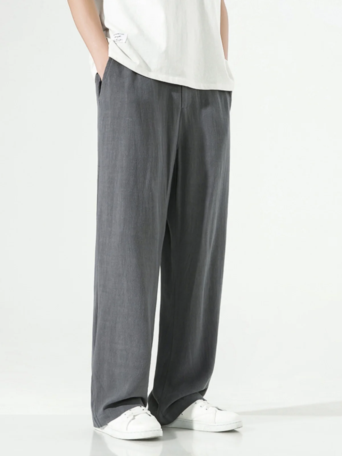 

Мужские летние повседневные брюки из хлопка и льна, широкие, прямого кроя, свободные, дышащие, удобные, легкие, классические