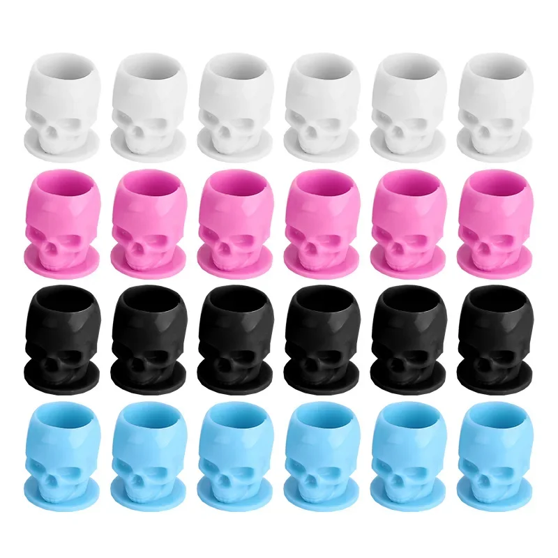 50Pcs Disposable MicroBlades Tattoo Skull Ink Cups Permanent Makeup Coloring Pigment Cup Container Tattoo Artists Accessory