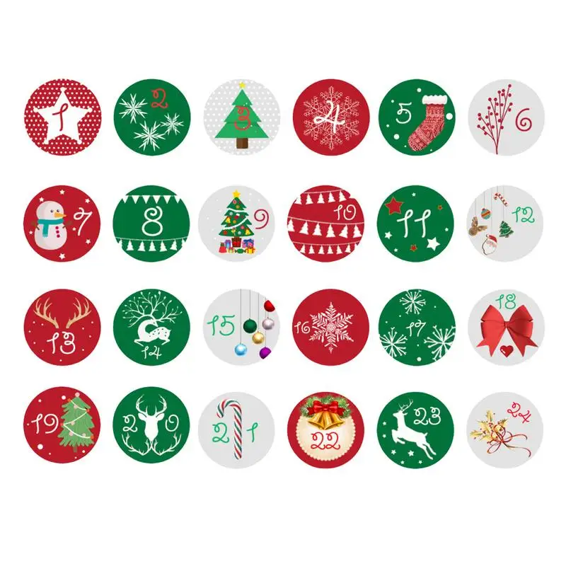 Christmas Countdown Labels Stickers Christmas Countdown Advent Calendar Stickers Christmas Numbers Stickers Countdown Labels