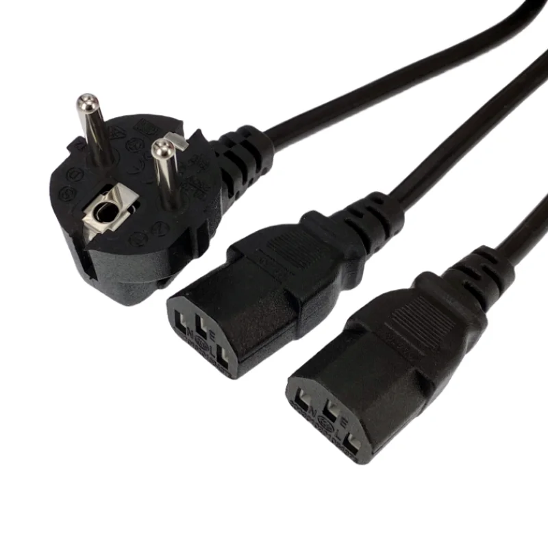 EU Schuko CEE7/7 vers IEC320 2XC13 femelle Type Y cordon d'alimentation séparateur, câble de ligne d'alimentation européen à 2 voies IEC 320 C13