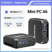 Firebat A6 Mini PC AMD Ryzen7 7735HS 8-core 16-thread Computer 16GB LPDDR5 RAM 512GB SSD WiFi 6 BT5.2 Mini PC 4K Windows11 Desktop Computer