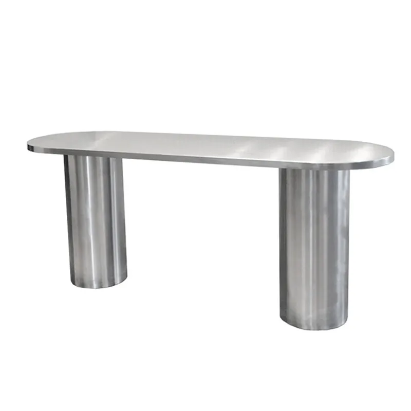 Clothing store Nakajima table running table, stainless steel props and accessories display table in the middle, bookcase modern