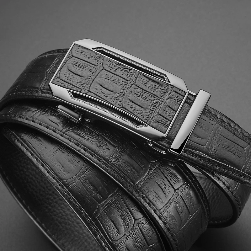 

Fashionable Men's Business Belt Retro Crocodile Pattern Alloy Automatic Buckle Belt Simple Versatile Men's Casual Pants