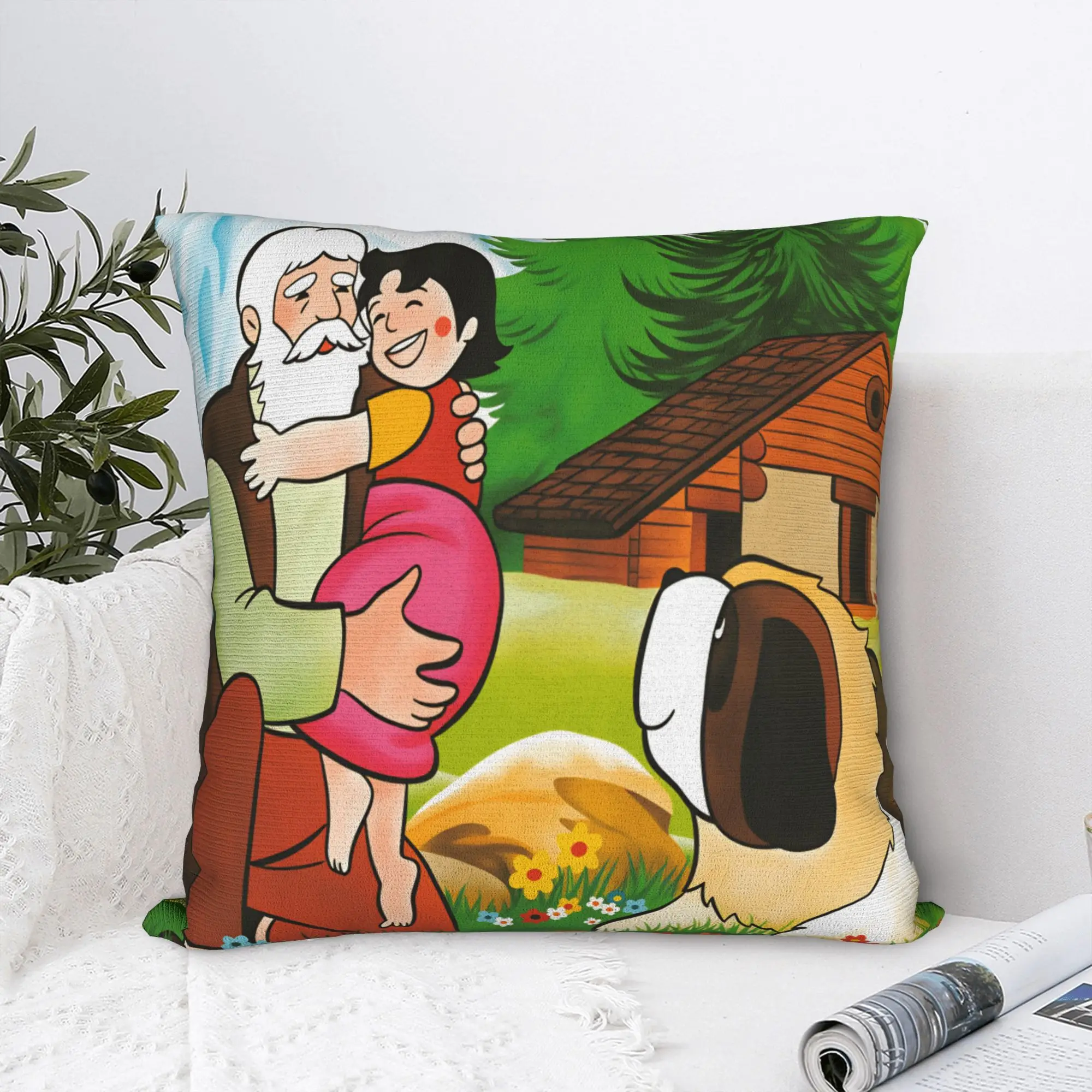 Pillow Case Heidi Peter And Grandpa Alps Soft  Pillow Cover For Living Room Bed Chair Fashion Pillowcases